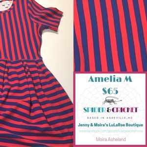 LuLaRoe M Amelia BNWT Dress, Blue and red striped.